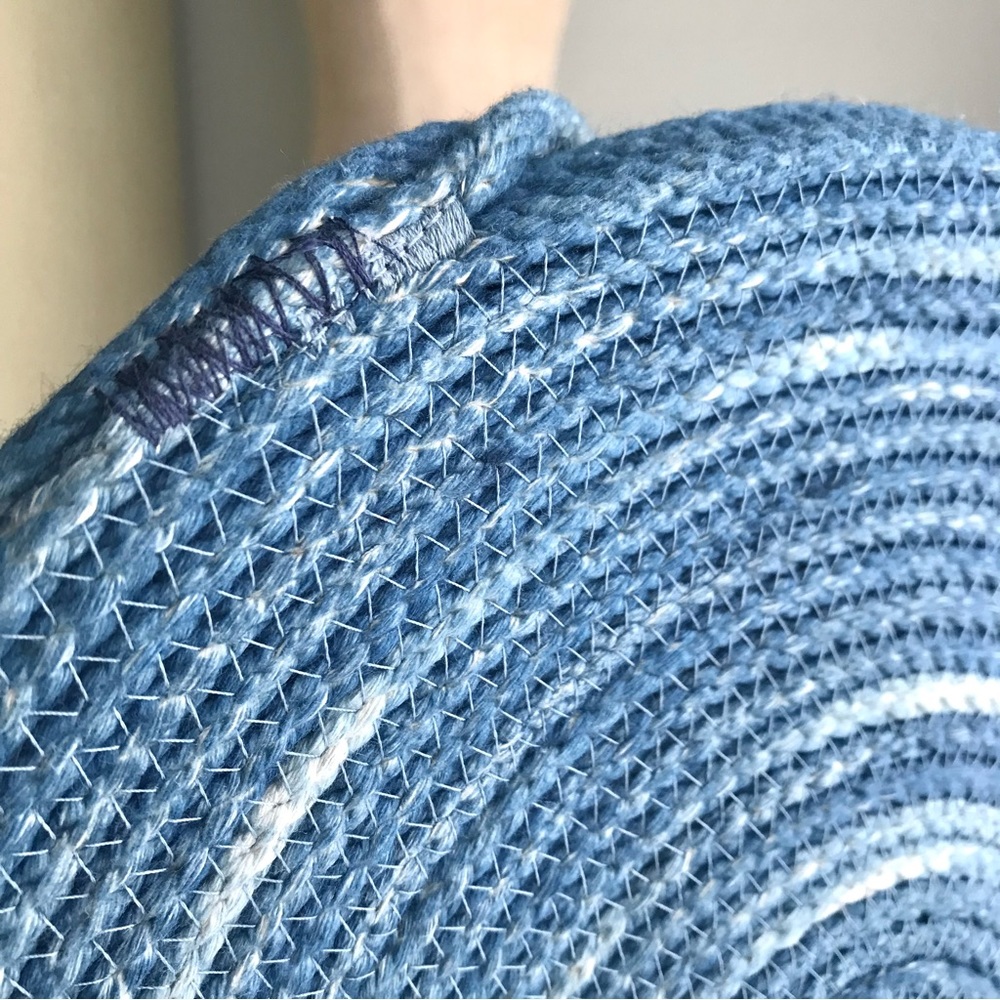 HEY BLUE Handmade Blue Cotton Dyed Round Circle LP Bag // Rope Woven Purse - Picture 5 of 6